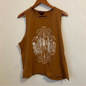 Rock and Roll Brown Graphic Muscle Tee
